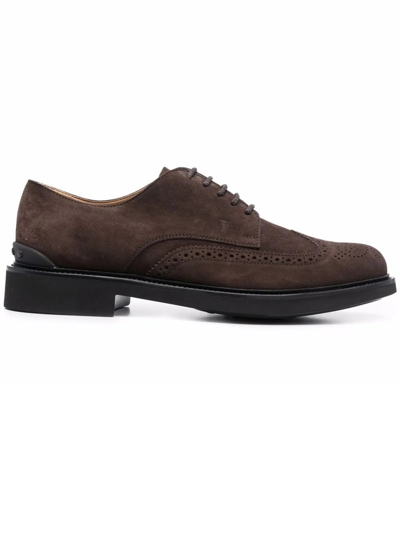Shop Tod's Semi Formale Oxford Shoes In Brown/black