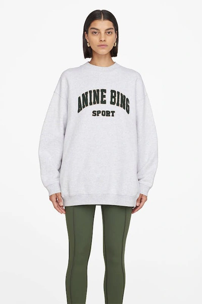 Anine Bing Tyler Logo-print Cotton-jersey Sweatshirt In Grey | ModeSens