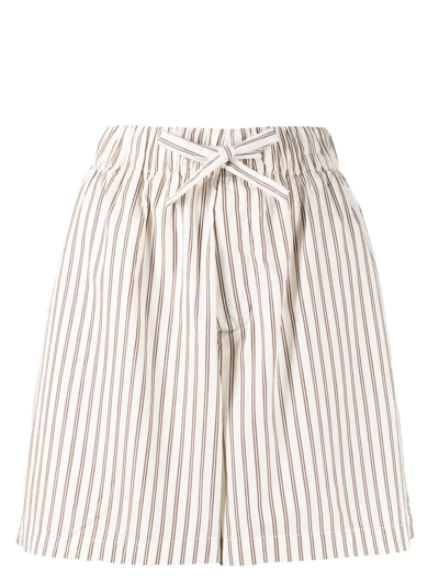 Shop Tekla Stripe-print Pyjama Shorts In White