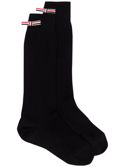 Shop Thom Browne Rwb Stripe Socks In Black