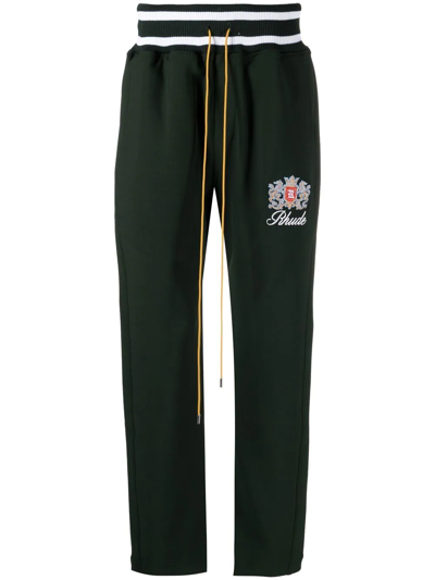 Shop Rhude Embroidered Track Pants In 0480 Forest