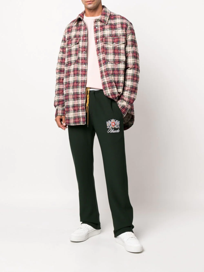 Shop Rhude Embroidered Track Pants In 0480 Forest