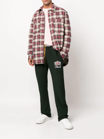Rhude Logo-embroidered Tapered Stretch-woven Jogging Bottoms In 0480 Forest