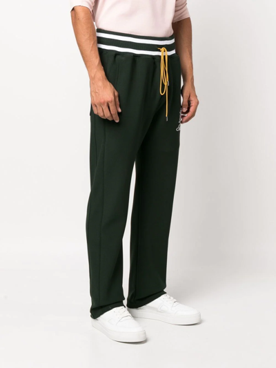 Rhude Logo-embroidered Tapered Stretch-woven Jogging Bottoms In 0480 Forest