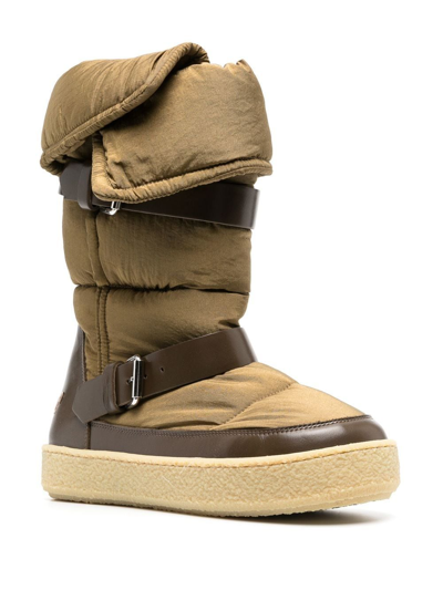 Shop Isabel Marant Zenora Padded Belted Boots In Neutrals