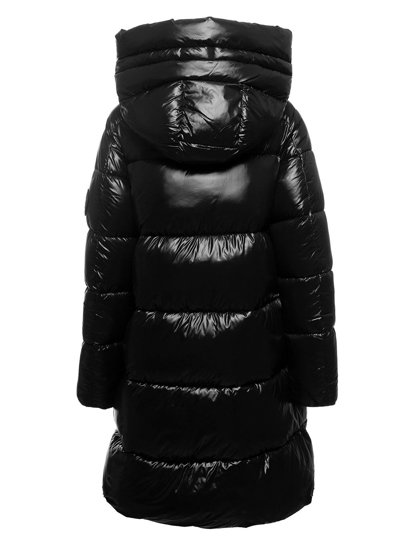 Shop Save The Duck Isabel Long Laquè Puffer In Black