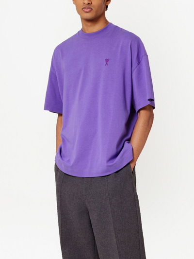 Shop Ami Alexandre Mattiussi Ami De Coeur Organic-cotton T-shirt In Purple