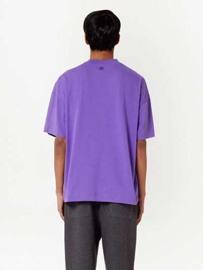 Shop Ami Alexandre Mattiussi Ami De Coeur Organic-cotton T-shirt In Purple