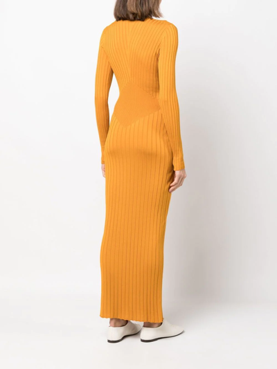 Shop Khaite Nicolai Ribbed-knit Maxi Dress In Neutrals