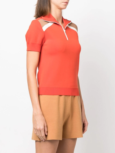 Shop Wales Bonner Knitted Half-zip Polo Shirt In Red