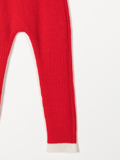 Shop Cashmere In Love Contrast-trim Cashmere Leggings In Red