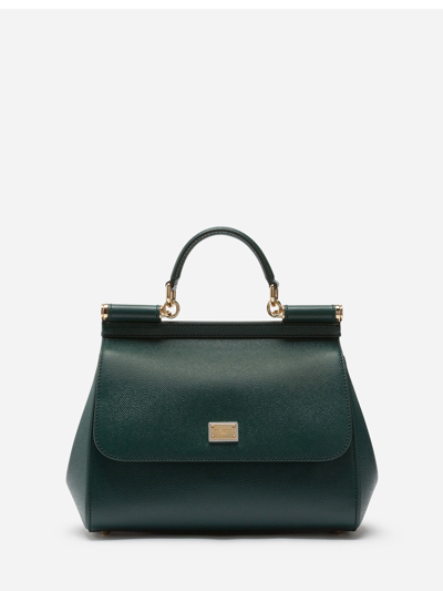 Shop Dolce & Gabbana Sicily Medium Green Bag