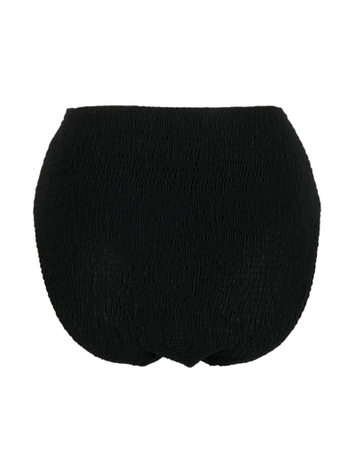 Totême Smocked High-waisted Bikini Bottoms In Black