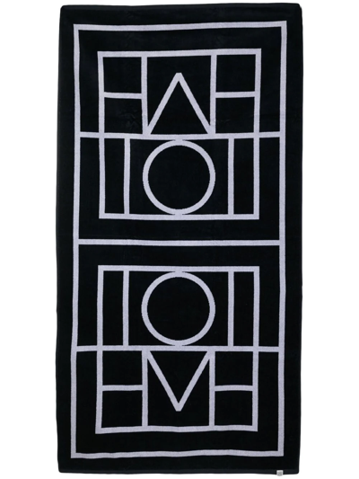 Shop Totême Logo-jacquard Beach Towel In White