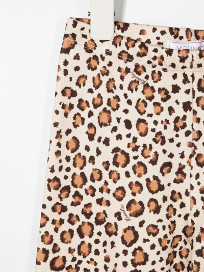 Shop Monnalisa Animal Print Casual Trousers In Brown