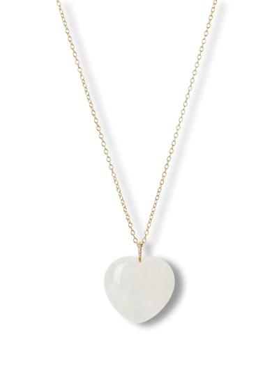 Shop The Alkemistry 18kt Yellow Gold Iqra Heart Diamond And Snow Quartz Crystal Necklace