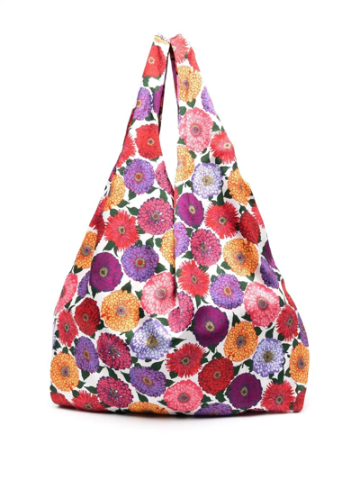 Shop La Doublej Zinnie Floral-print Shopping Bag In Pink