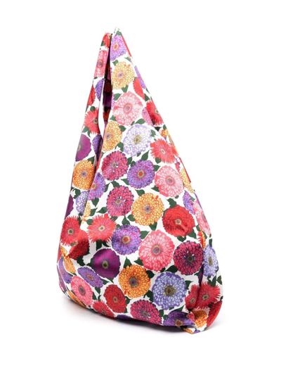 Shop La Doublej Zinnie Floral-print Shopping Bag In Pink