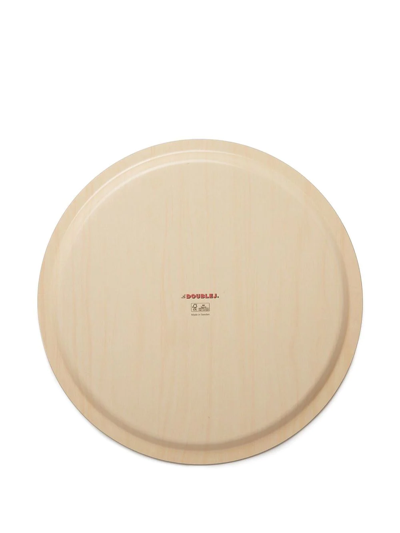 La Doublej Floral-print Wood Tray In White