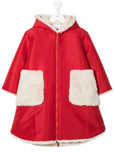 Shop Eshvi Contrast-panel Hooded Raincoat In Red