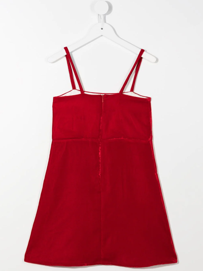 Shop Eshvi Velvet Midi Sun Dress In Red