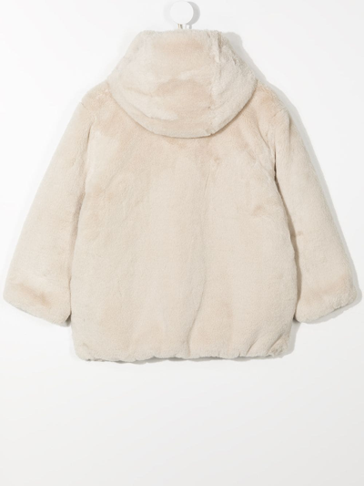 Shop Eshvi Faux-fur Hooded Coat In White