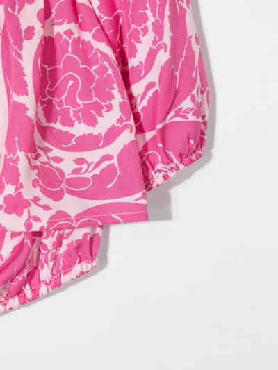 Shop Versace Baroque-print Long-sleeve Dress In Pink