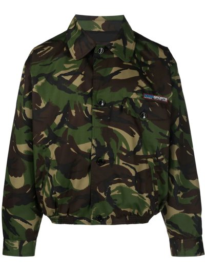 Shop Martine Rose Camouflage-print Button-fastening Jacket In Green