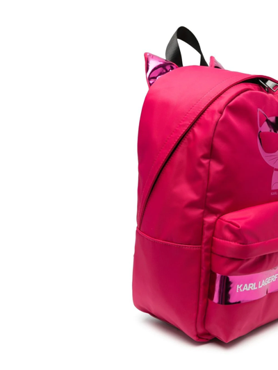 Shop Karl Lagerfeld Cat Ears Nylon Backpack In Pink