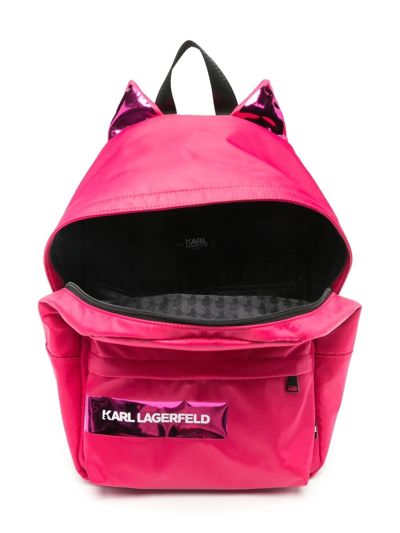 Shop Karl Lagerfeld Cat Ears Nylon Backpack In Pink