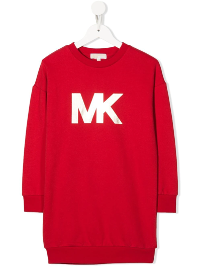 Shop Michael Kors Logo-print Sweatshirt Dress In Red