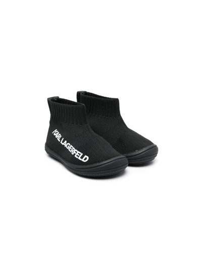 Shop Karl Lagerfeld Logo-print Ankle Boots In Black