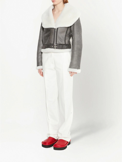 Jw Anderson Shawl Collar Aviator Jacket In Grey