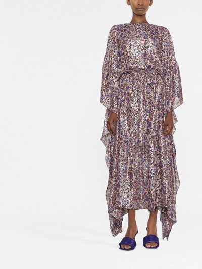 La Doublej Cascata Metallic Floral Silk Maxi Kaftan In Neutrals