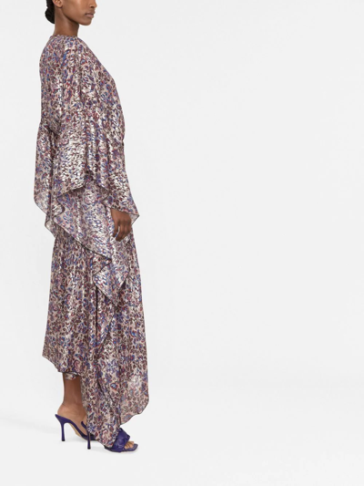 La Doublej Cascata Metallic Floral Silk Maxi Kaftan In Neutrals