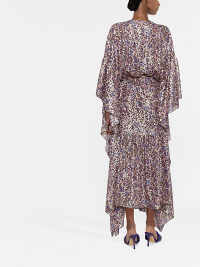 La Doublej Cascata Metallic Floral Silk Maxi Kaftan In Neutrals