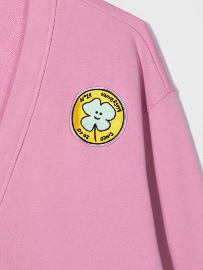 Shop N°21 Teen Logo-patch V-neck Cardigan In Pink
