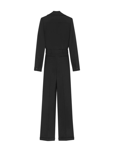 Shop Saint Laurent Long-sleeve Tailored Jumpsuit In Black