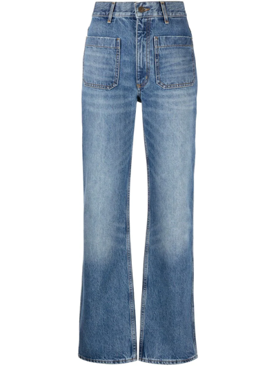Shop Sandro High-waist Straight-leg Jeans In Blue