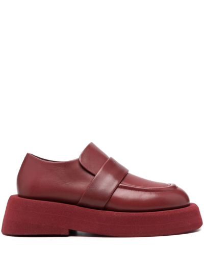 Shop Marsèll Platform-sole Leather Loafers In Red