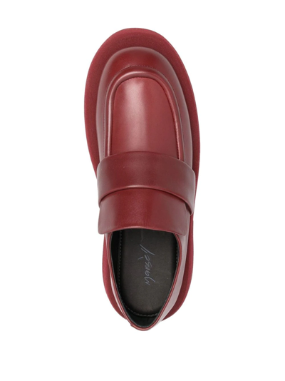 Shop Marsèll Platform-sole Leather Loafers In Red
