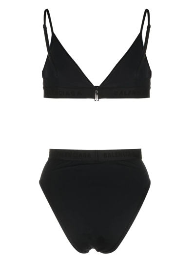 Shop Balenciaga Sporty Bikini Set In Black