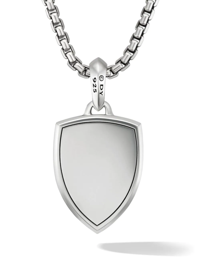 Shop David Yurman Sterling Silver Shield Onyx And Diamond Amulet