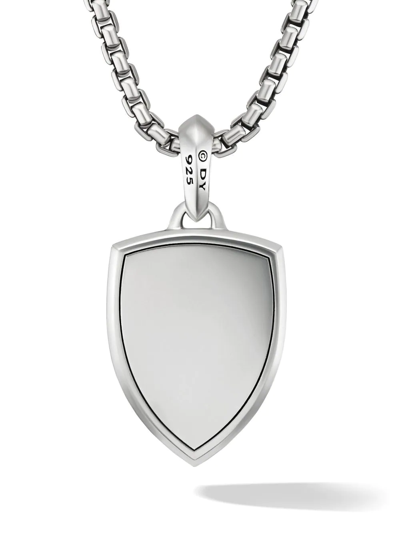 David Yurman Men's Shield Pendant With Gemstone And Diamonds In Silver, 27mm In Silver