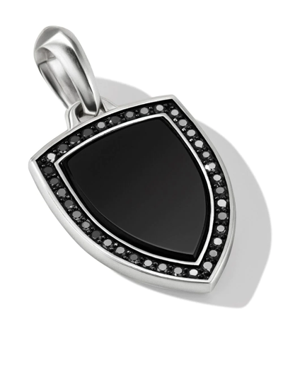 Shop David Yurman Sterling Silver Shield Onyx And Diamond Amulet