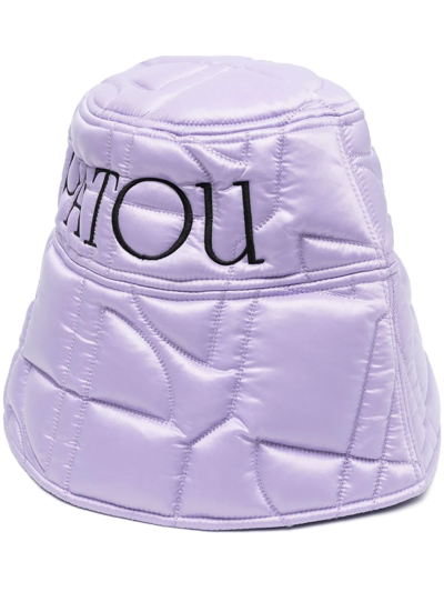 Patou Logo Quilted Satin Bucket Hat In Purple