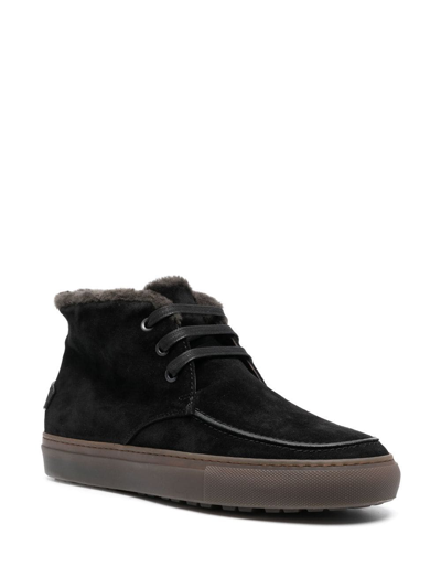 Shop Brioni Faux Fur-lined Suede Boots In Black