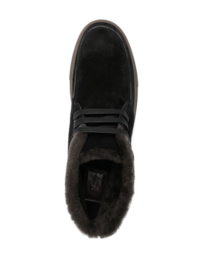 Shop Brioni Faux Fur-lined Suede Boots In Black