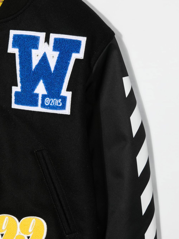 Off-White Kids patch-detail sidestripe bomber jacket - Neutrals