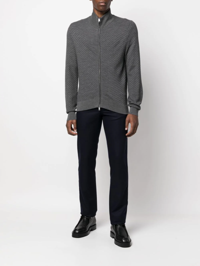 Shop Brioni Front-zip Sweater In Grey